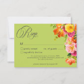 Vibrant Summer Floral Lime Orange Pink Wedding RSVP Kaartje (Voorkant)