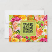 Vibrant Summer Floral Lime Orange Pink Wedding RSVP Kaartje (Achterkant)