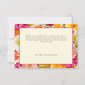 Vibrant Summer Floral Yellow Orange Pink Wedding Bedankkaart (Achterkant)