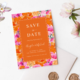 Vibrant Summer Garden | Roze en Oranje huwelijk Save The Date