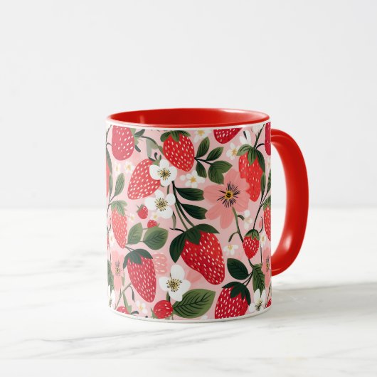 Vibrant Summer Strawberry and Flower Patch Mok (Voorkant rechts)