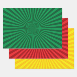 Vibrant Sunburst Pattern Trio Inpakpapier Vel