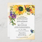 Vibrant Sunflower Floral Christelijk bruiloft Kaart (Voorkant / Achterkant)