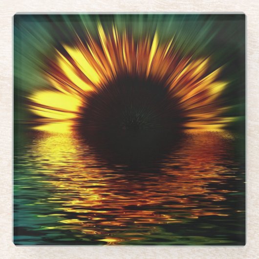 Vibrant Sunflower Glazen Onderzetter (Voorkant)
