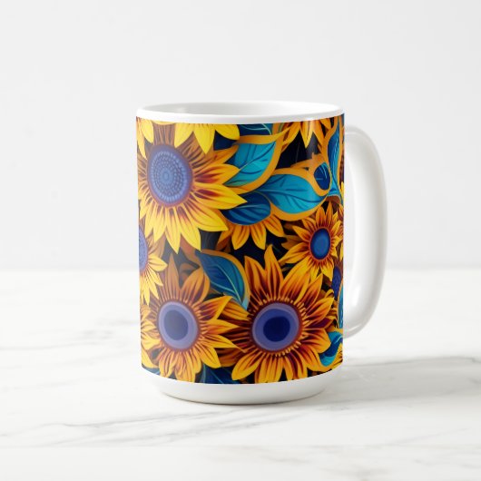 Vibrant Sunflower Koffiemok (Voorkant rechts)