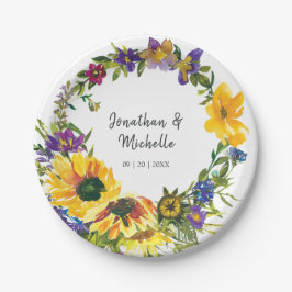 Vibrant Sunflower Wildbloemen Floral Weddenschap Papieren Bordje
