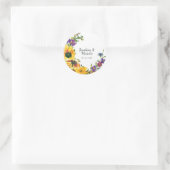 Vibrant Sunflower Wildbloemen Floral Weddenschap Ronde Sticker (Tas)