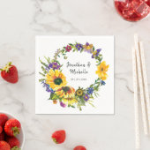 Vibrant Sunflower Wildbloemen Floral Weddenschap Servet (Insitu)