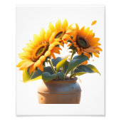 Vibrant Sunflowers in a Rustic Pot Foto Afdruk (Voorkant)
