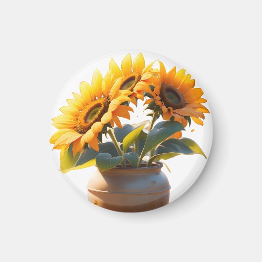 Vibrant Sunflowers in a Rustic Pot Magneet (Voorkant)