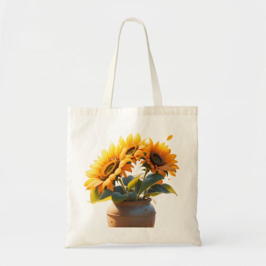 Vibrant Sunflowers in a Rustic Pot Tote Bag (Voorkant)