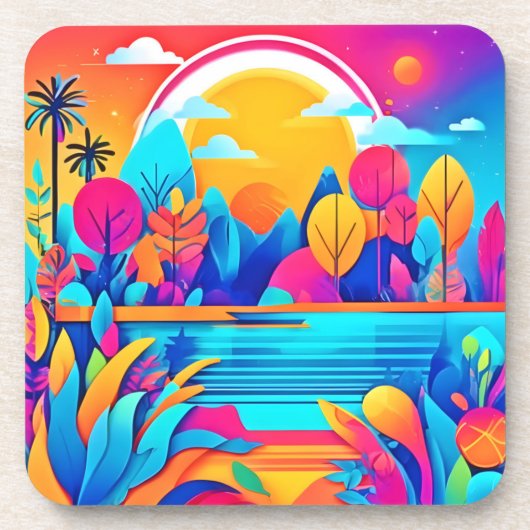 Vibrant Sunrise Landschap Bier Onderzetter (Voorkant)