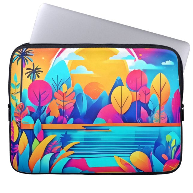 Vibrant Sunrise Landschap Laptop Sleeve (Voorkant)