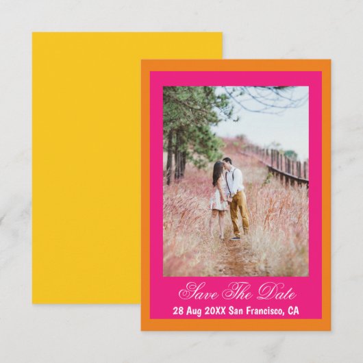 Vibrant Sunrise Minimalist Mix & Match Save The Date (Voorkant / Achterkant)