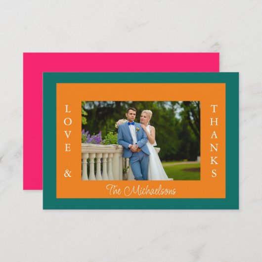 Vibrant Sunrise Minimalist Mix & Match Weddenschap Bedankkaart (Voorkant / Achterkant)