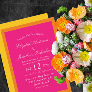 Vibrant Sunrise Minimalist Mix & Match Weddenschap Kaart