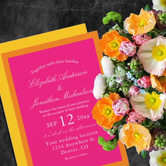 Vibrant Sunrise Minimalist Mix & Match Weddenschap Kaart