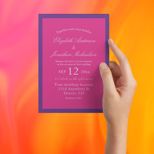 Vibrant Sunrise Minimalist Mix & Match Weddenschap Kaart