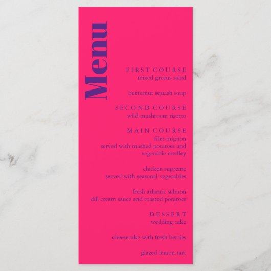 Vibrant Sunrise Minimalist Mix & Match Weddenschap Menu (Voorkant)