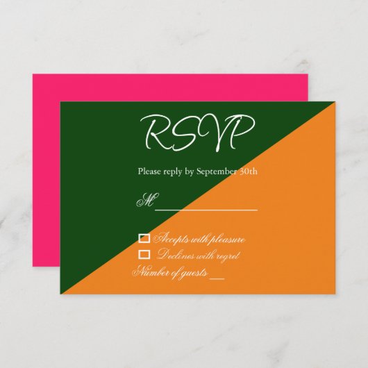 Vibrant Sunrise Minimalist Mix & Match Weddenschap RSVP Kaartje (Voorkant / Achterkant)
