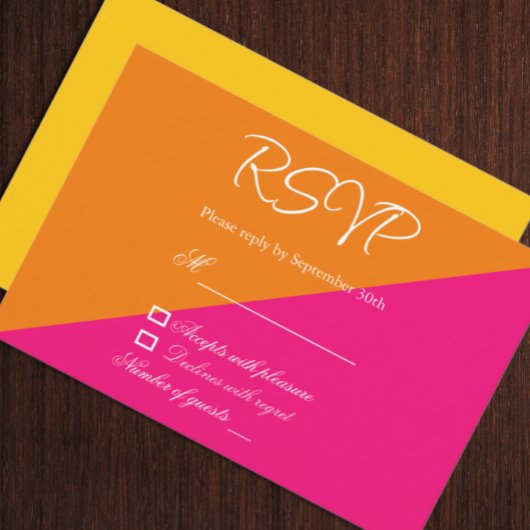 Vibrant Sunrise Minimalist Mix & Match Weddenschap RSVP Kaartje