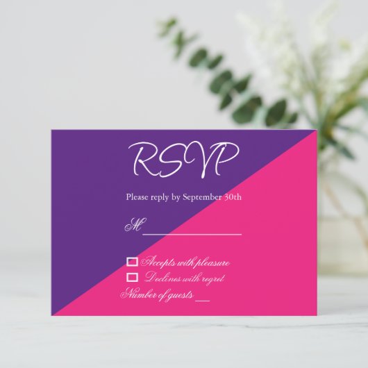 Vibrant Sunrise Minimalist Mix & Match Weddenschap RSVP Kaartje (Staand voorkant)