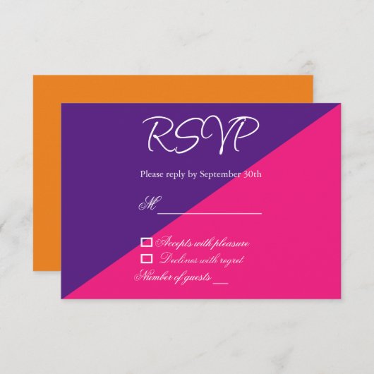 Vibrant Sunrise Minimalist Mix & Match Weddenschap RSVP Kaartje (Voorkant / Achterkant)