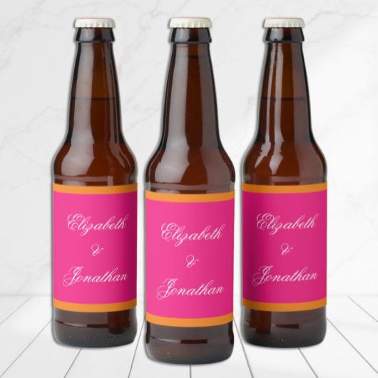 Vibrant Sunrise Minimalist Mix & Match Wedding Bier Etiket