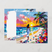 Vibrant Sunset Abstract Beach Scene Feestdagenkaart (Voorkant / Achterkant)