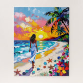 Vibrant Sunset Abstract Beach Scene Legpuzzel (Verticaal)