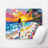 Vibrant Sunset Abstract Beach Scene   Muismat (Met muis)