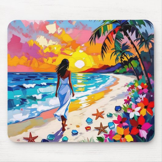 Vibrant Sunset Abstract Beach Scene   Muismat (Voorkant)