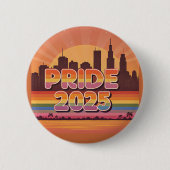 Vibrant Sunset Cityscape Pride 2025 Ronde Button 5,7 Cm (Voorkant)