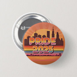 Vibrant Sunset Cityscape Pride 2025 Ronde Button 5,7 Cm