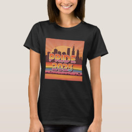 Vibrant Sunset Cityscape Pride 2025 Vrouwen T-shirt