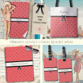 Vibrant Sunset Coral Polka Dot Summer Journal Notitieboek