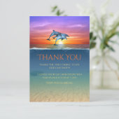 Vibrant Sunset Dolphins Jumping Ocean Birthday Bedankkaart (Staand voorkant)