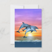 Vibrant Sunset Dolphins Jumping Ocean Birthday Bedankkaart (Achterkant)