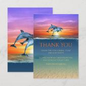 Vibrant Sunset Dolphins Jumping Ocean Birthday Bedankkaart (Voorkant / Achterkant)