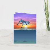 Vibrant Sunset Dolphins Jumping Ocean Birthday Kaart (Achterkant)