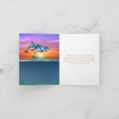 Vibrant Sunset Dolphins Jumping Ocean Birthday Kaart (Binnen)