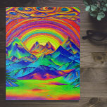 Vibrant Sunset Mountains Landscape Psychadelic Art Legpuzzel<br><div class="desc">Moeilijk om een drievoudige psychadelische kunstpuzzel op te lossen met meer dan 500 stukken. De scène staat voor een zonsondergang achter bergen afgebeeld in levendige kleuren die van zuurgroen naar vette riemen en sterke puren en blauwe plekken gaan. Fun challenge voor iedereen die ver weg geniet en psychadelische kunst en...</div>