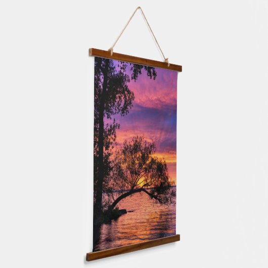 Vibrant Sunset Over Tranquil Waters Wall Art Hangend Wandkleed (Gebogen)