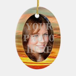 Vibrant Sunset Photo Lijst Oval Ornament