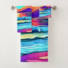 Vibrant Sunset Seascape Bad Handdoek