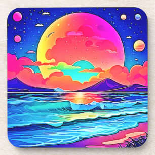 Vibrant Sunset Seascape Bier Onderzetter