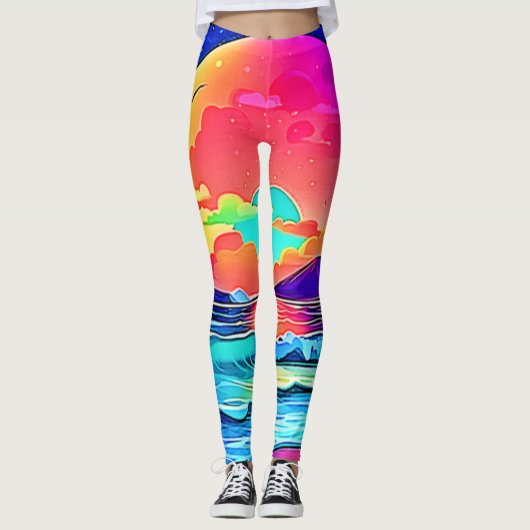 Vibrant Sunset Seascape Leggings (Voorkant)