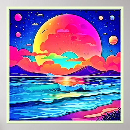 Vibrant Sunset Seascape Poster (Voorkant)
