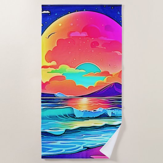 Vibrant Sunset Seascape Strandlaken (Voorkant)