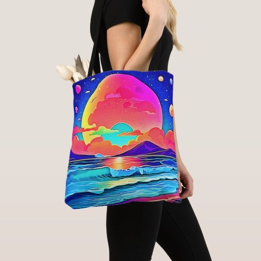 Vibrant Sunset Seascape Tote Bag (Dichtbij)